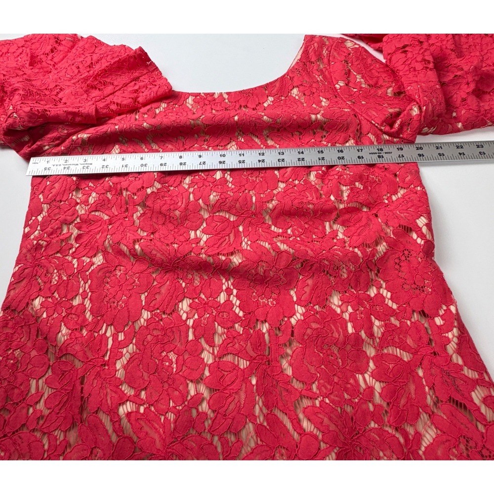 Eliza J Elegant Pink Lace Overlay with Nude Lining Tiered‎ Bell Sleeves Size 14 - Picture 6 of 14